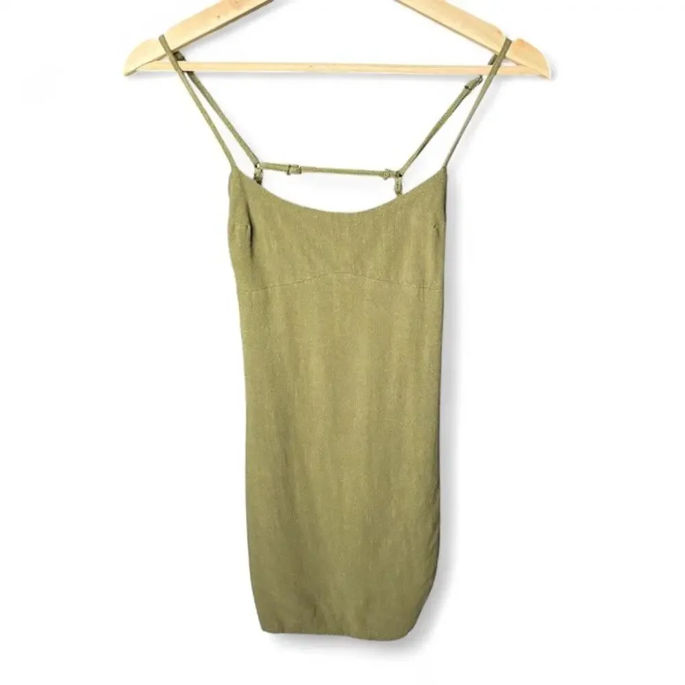 Kendall & Kylie Olive Green Mini Dress XS Strappy Bodycon Slip Dress
